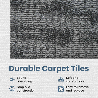 Carpet Tile Rock Grey 50 x 50 cm 4 pcs PP and Bitumen