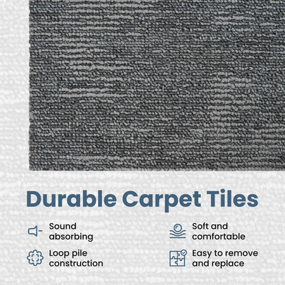 Carpet Tile Rock Grey 50 x 50 cm 36 pcs PP and Bitumen