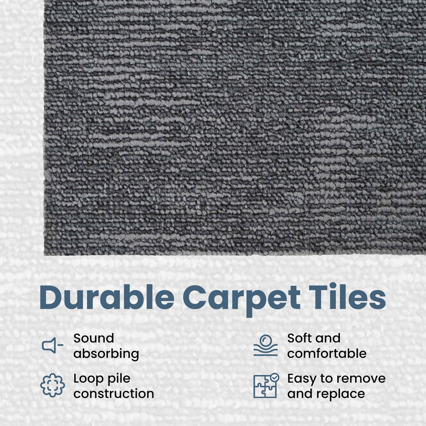 Carpet Tile Sky Grey 50 x 50 cm 4 pcs PP and Bitumen