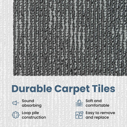 Carpet Tile Concrete Grey 50 x 50 cm 36 pcs PP and Bitumen