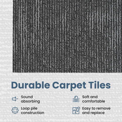 Carpet Tile Charcoal Grey 50 x 50 cm 20 pcs PP and Bitumen
