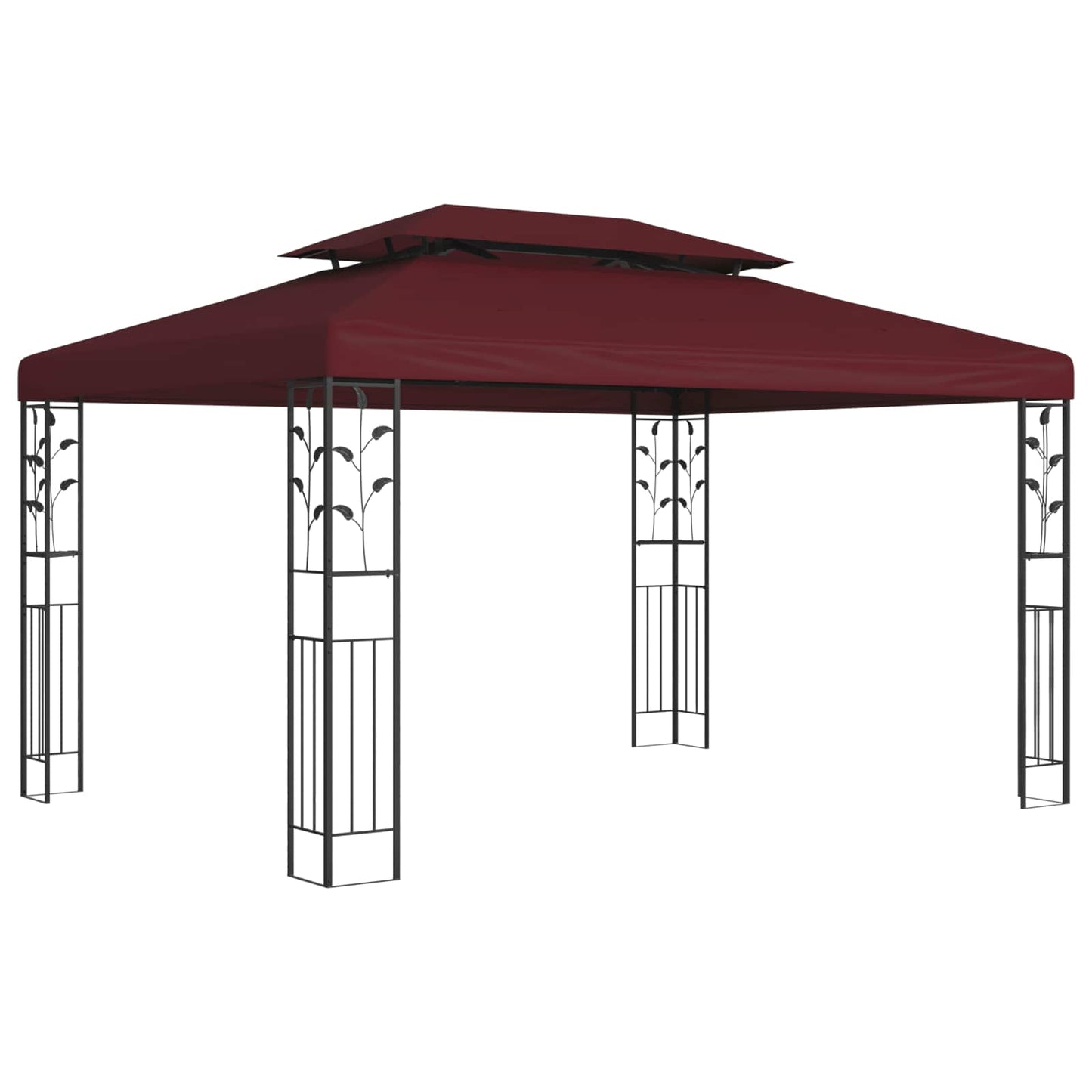 Gazebo 3.97 x 2.96 x 2.68 m Wine Red Polyester and Steel