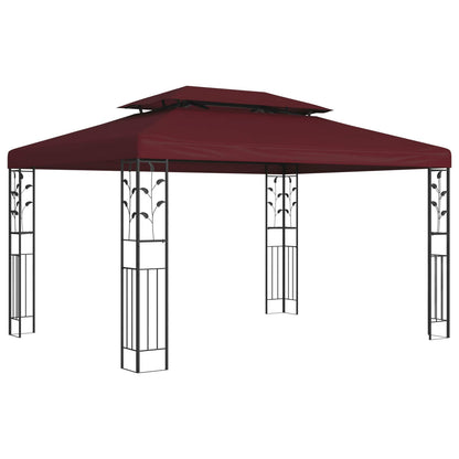 Gazebo 3.97 x 2.96 x 2.68 m Wine Red Polyester and Steel
