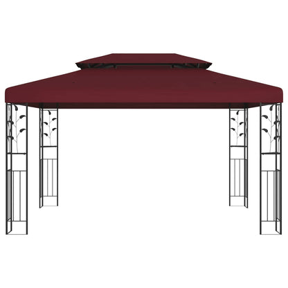Gazebo 3.97 x 2.96 x 2.68 m Wine Red Polyester and Steel