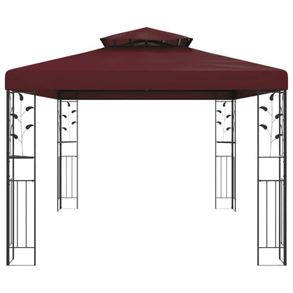 Gazebo 3.97 x 2.96 x 2.68 m Wine Red Polyester and Steel