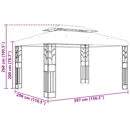 Gazebo 3.97 x 2.96 x 2.68 m Wine Red Polyester and Steel
