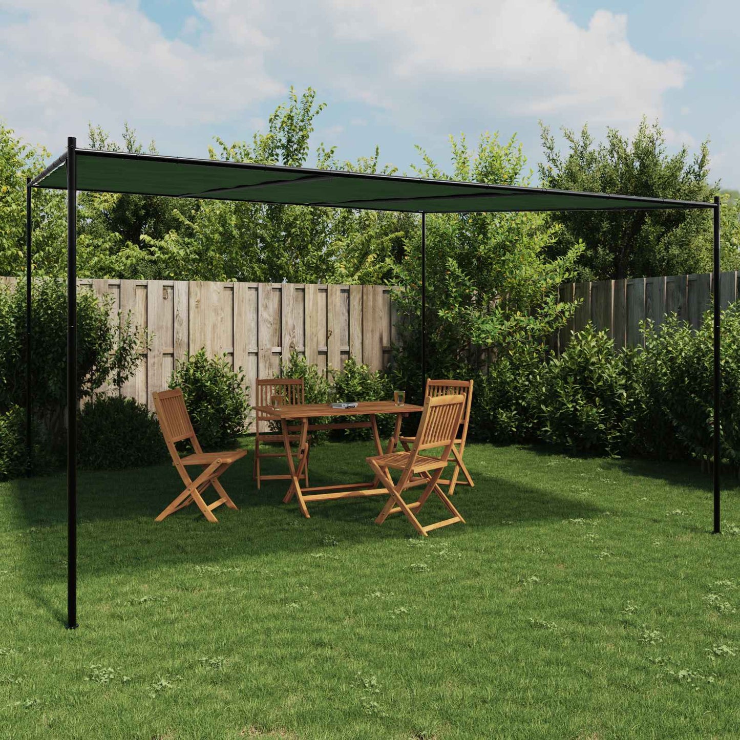 Gazebo 4 x 3.98 x 2.67 m Green Polyester and Steel