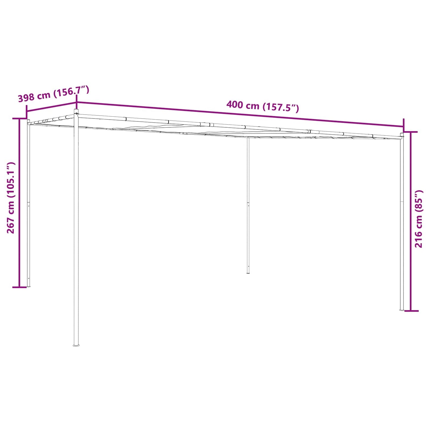 Gazebo 4 x 3.98 x 2.67 m Green Polyester and Steel