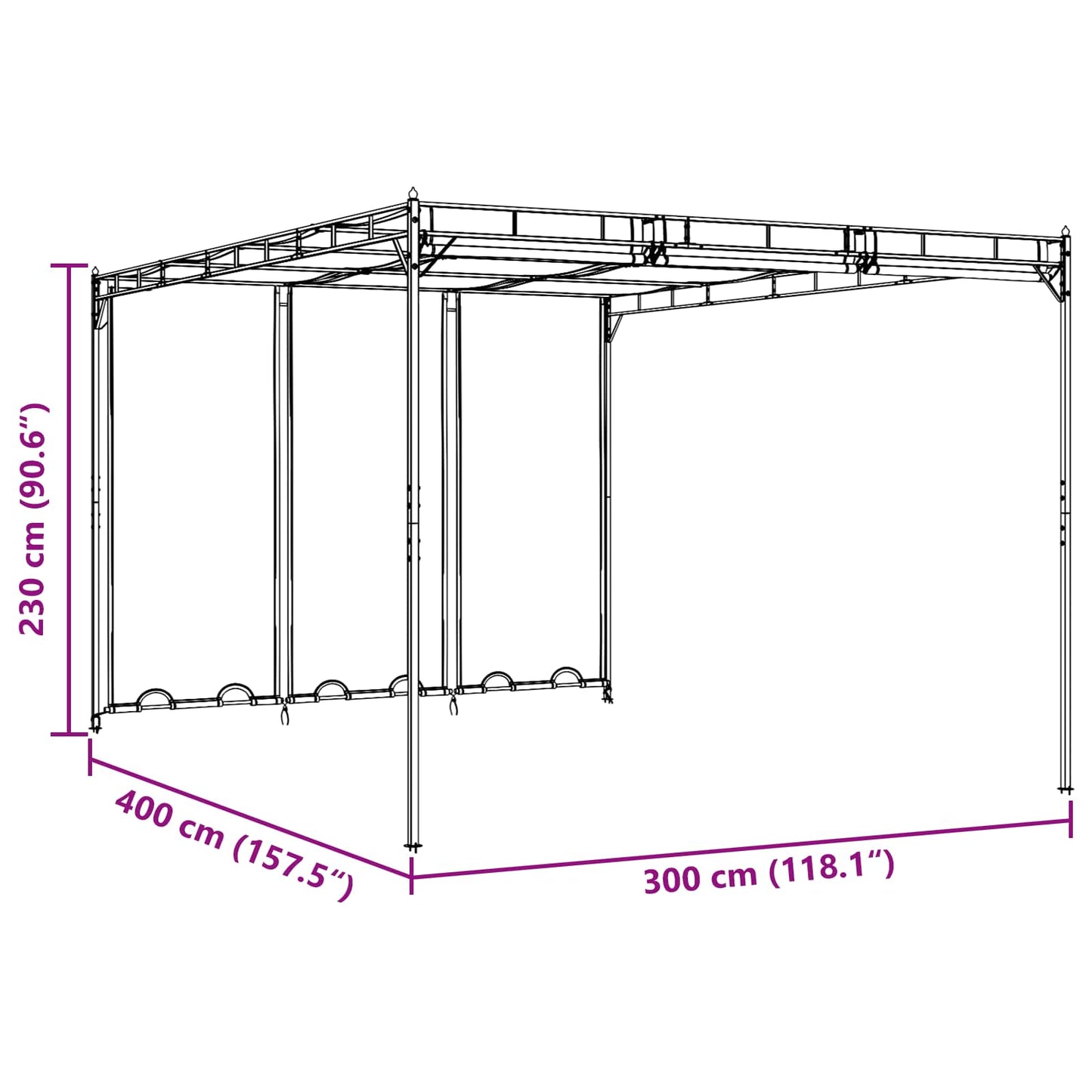 Gazebo 4 x 3 x 2.3 m Green Polyester and Steel