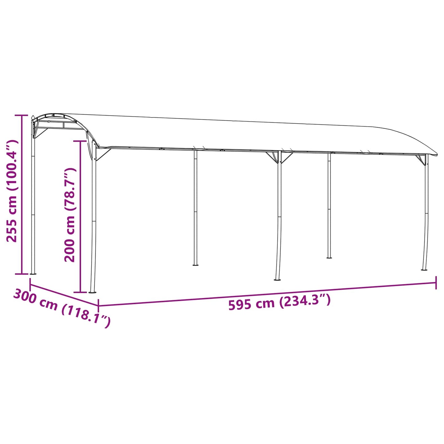 Gazebo 6 x 3 x 2.55 m Green Powder-Coated Steel and Fabric