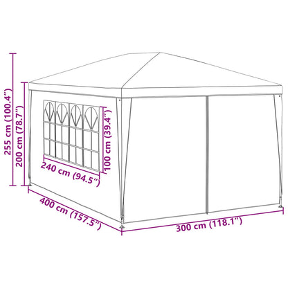 Party Tent 400 x 300 x 255 cm Red PE and Steel