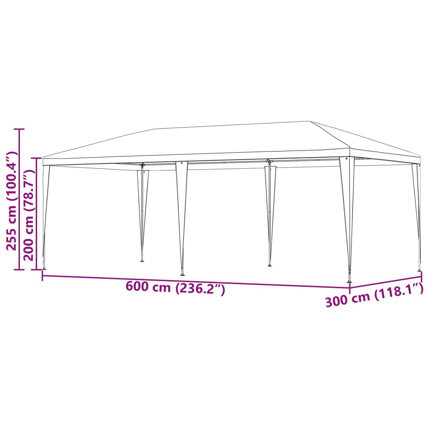 Party Tent Red 600 x 300 x 255 cm PE and Steel