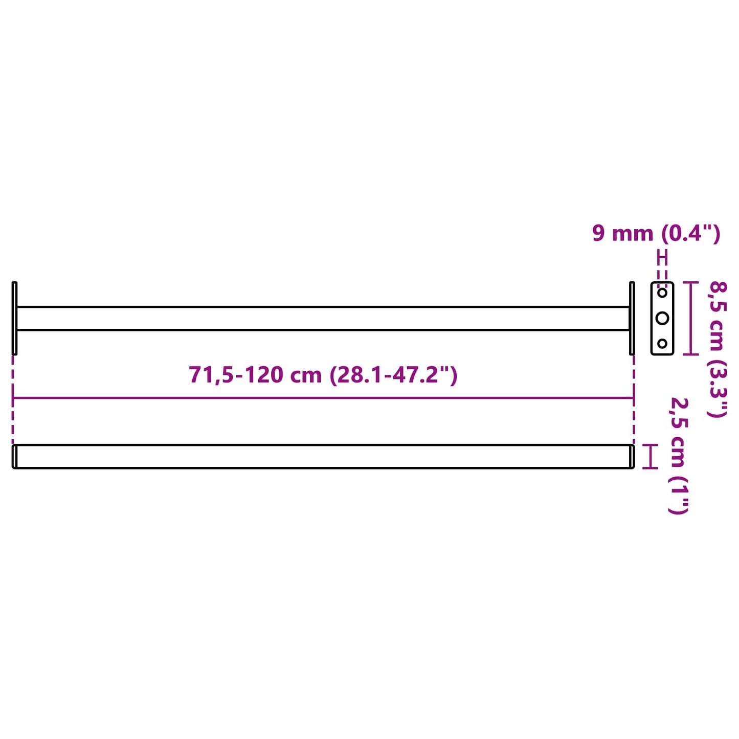 Adjustable Window Safety Bar Black 710 -1200 mm Steel