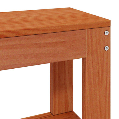 Bed Frame with Shelf 2 pcs Wax Brown Solid Pine Wood