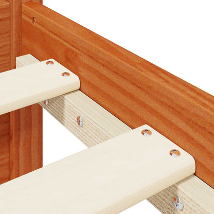 Bed Frame with Shelf 2 pcs Wax Brown Solid Pine Wood