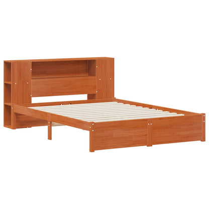 Bed Frame with Storage Headboard Wax Brown 140 x 190 cm