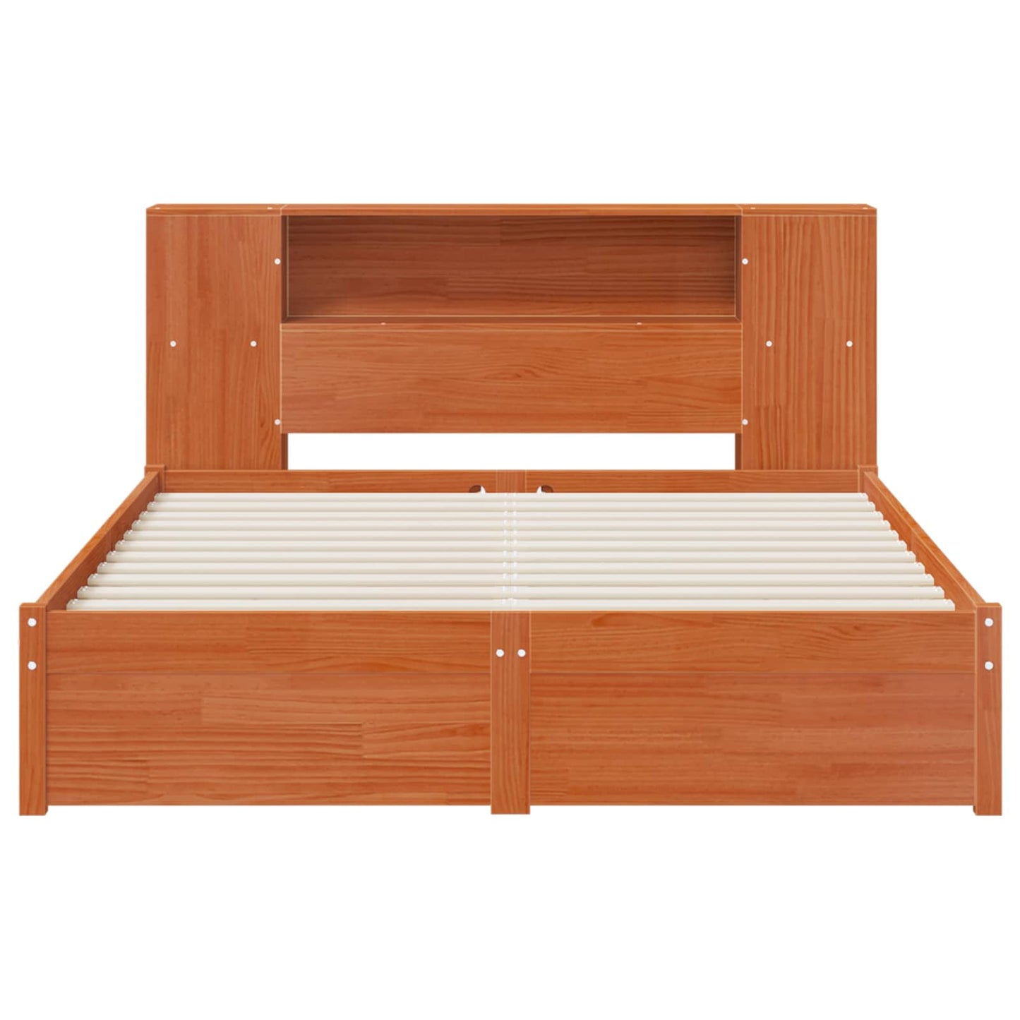 Bed Frame with Storage Headboard Wax Brown 140 x 190 cm