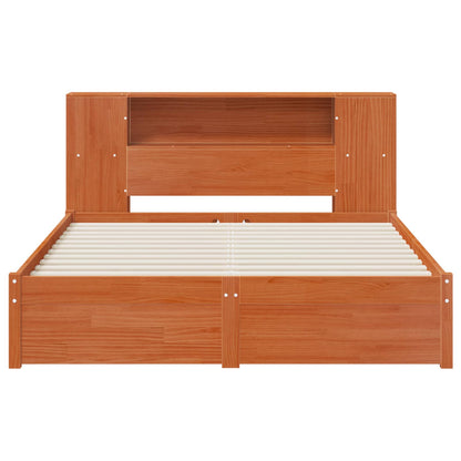Bed Frame with Storage Headboard Wax Brown 140 x 190 cm
