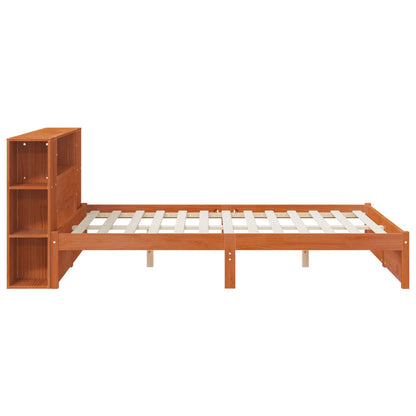 Bed Frame with Storage Headboard Wax Brown 140 x 190 cm