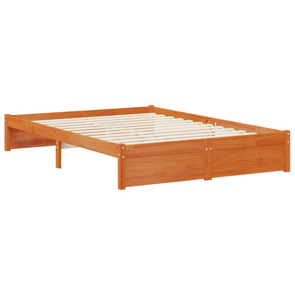 Bed Frame with Storage Headboard Wax Brown 140 x 190 cm