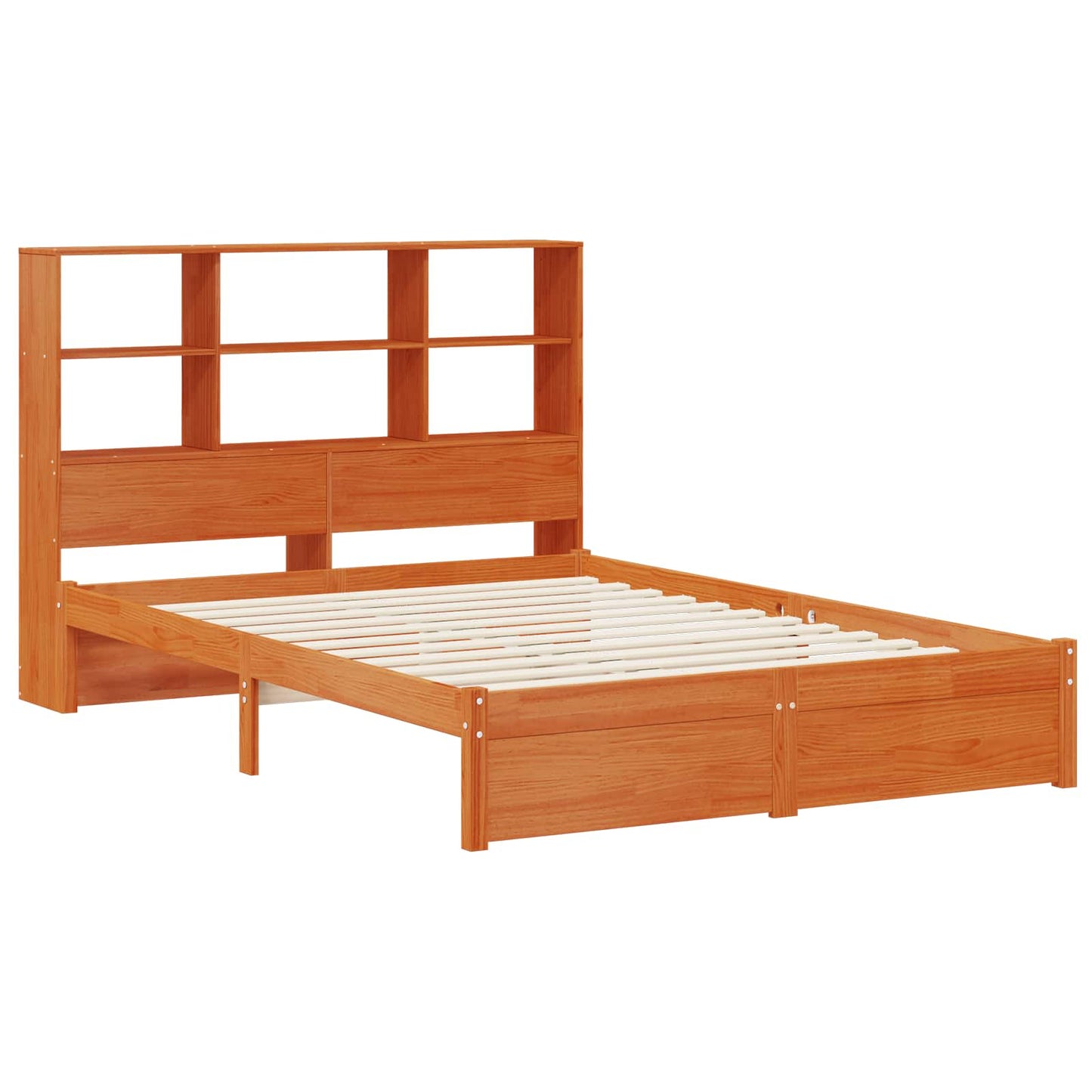 Bed Frame with Storage Headboard Wax Brown 140 x 190 cm