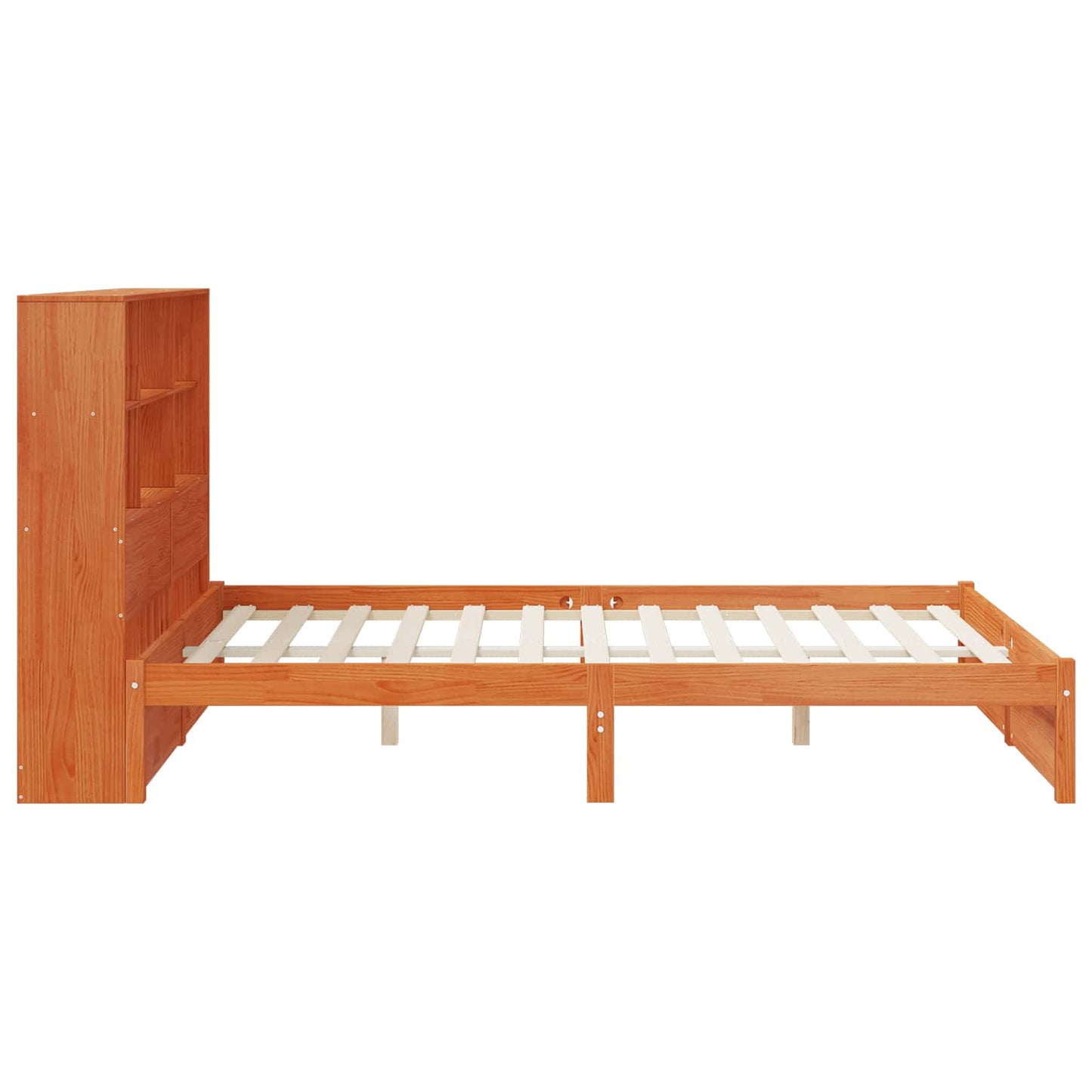 Bed Frame with Storage Headboard Wax Brown 140 x 190 cm