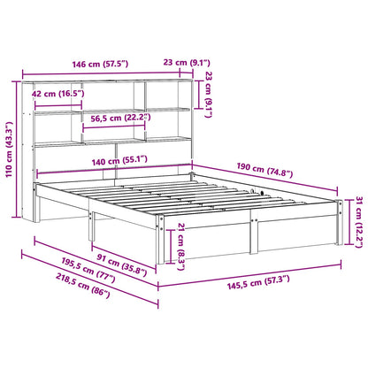 Bed Frame with Storage Headboard Wax Brown 140 x 190 cm