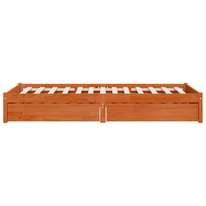 Bed Frame with Drawer with Storage 3 pcs Wax Brown Pine Wood