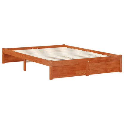 Bed Frame with Drawer with Storage Wax Brown Solid Pine Wood