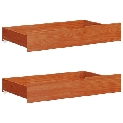 Bed Frame with Drawer with Storage Wax Brown Solid Pine Wood