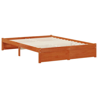 Bed Frame with Drawer with Storage Wax Brown Solid Pine Wood