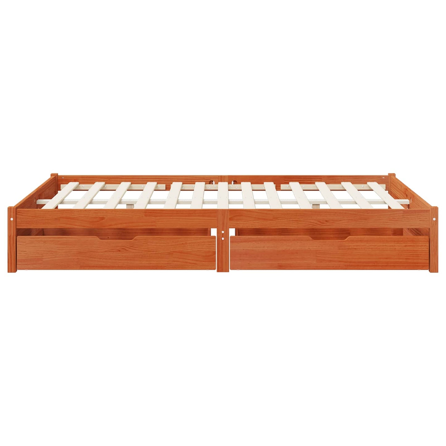 Bed Frame with Drawer with Storage Wax Brown Solid Pine Wood