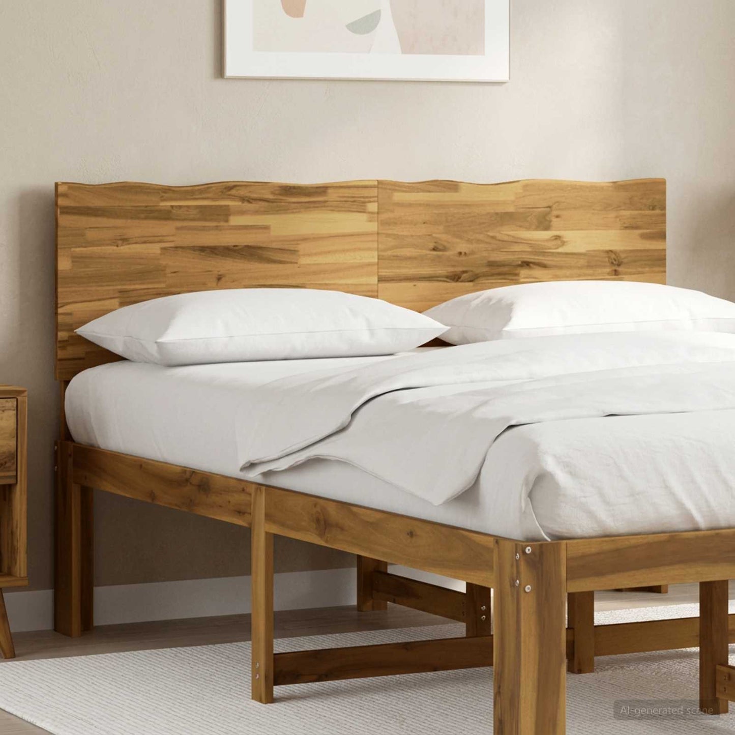 Live Edge Headboard ROSTOCK White 120 cm Solid Acacia Wood