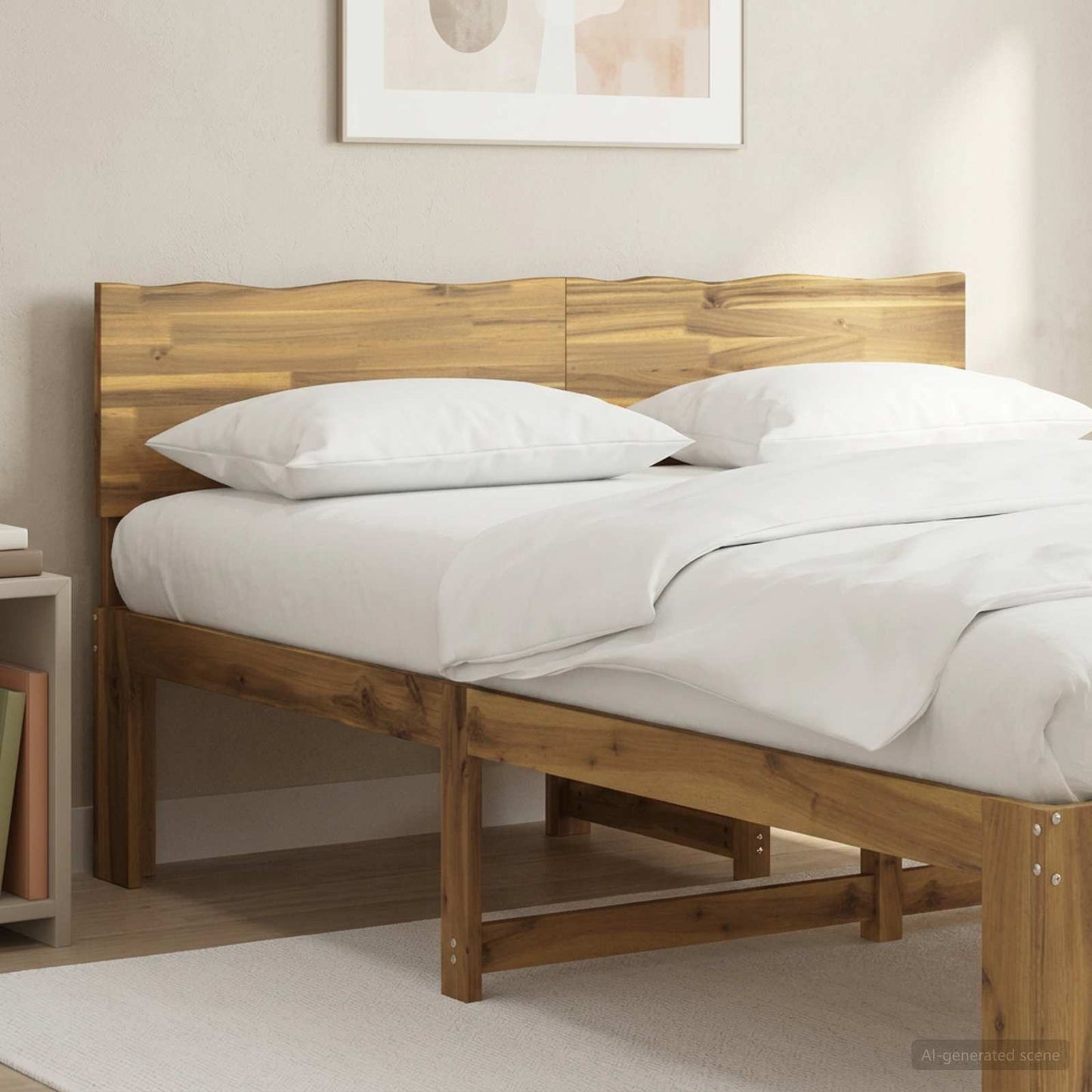Live Edge Headboard ROSTOCK White 160 cm Solid Acacia Wood