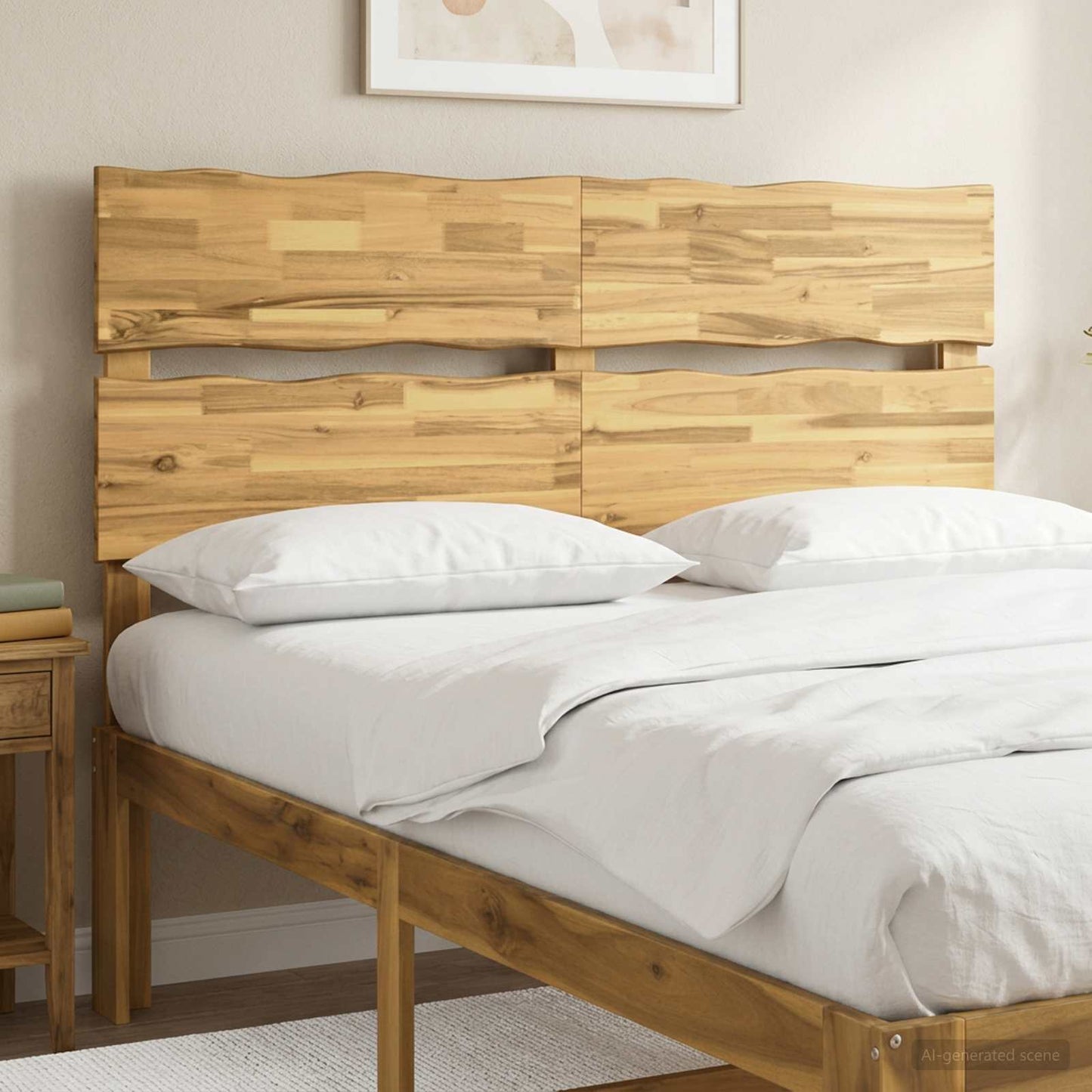 Live Edge Headboard ROSTOCK White 135 cm Solid Acacia Wood