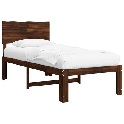 Single Bed Frame with Headboard ROSTOCK Dark Brown 90 x 190 cm