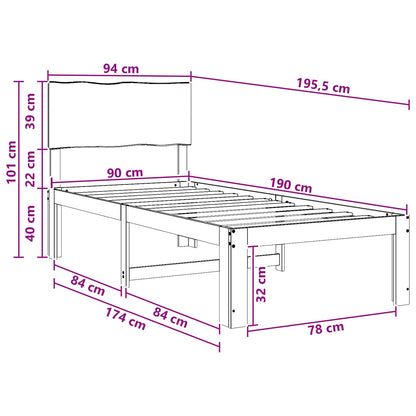 Single Bed Frame with Headboard ROSTOCK Dark Brown 90 x 190 cm