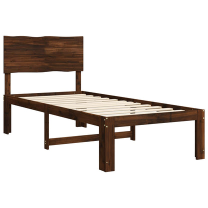 Single Bed Frame with Headboard ROSTOCK Dark Brown 80 x 200 cm