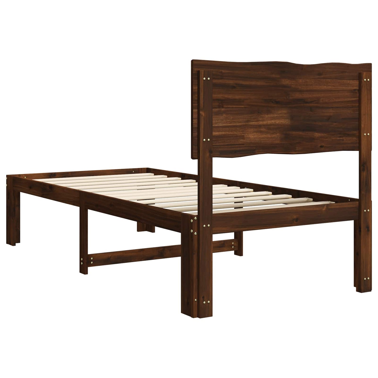 Single Bed Frame with Headboard ROSTOCK Dark Brown 80 x 200 cm