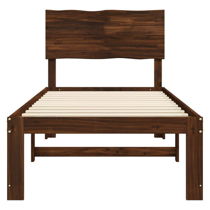 Single Bed Frame with Headboard ROSTOCK Dark Brown 90 x 200 cm