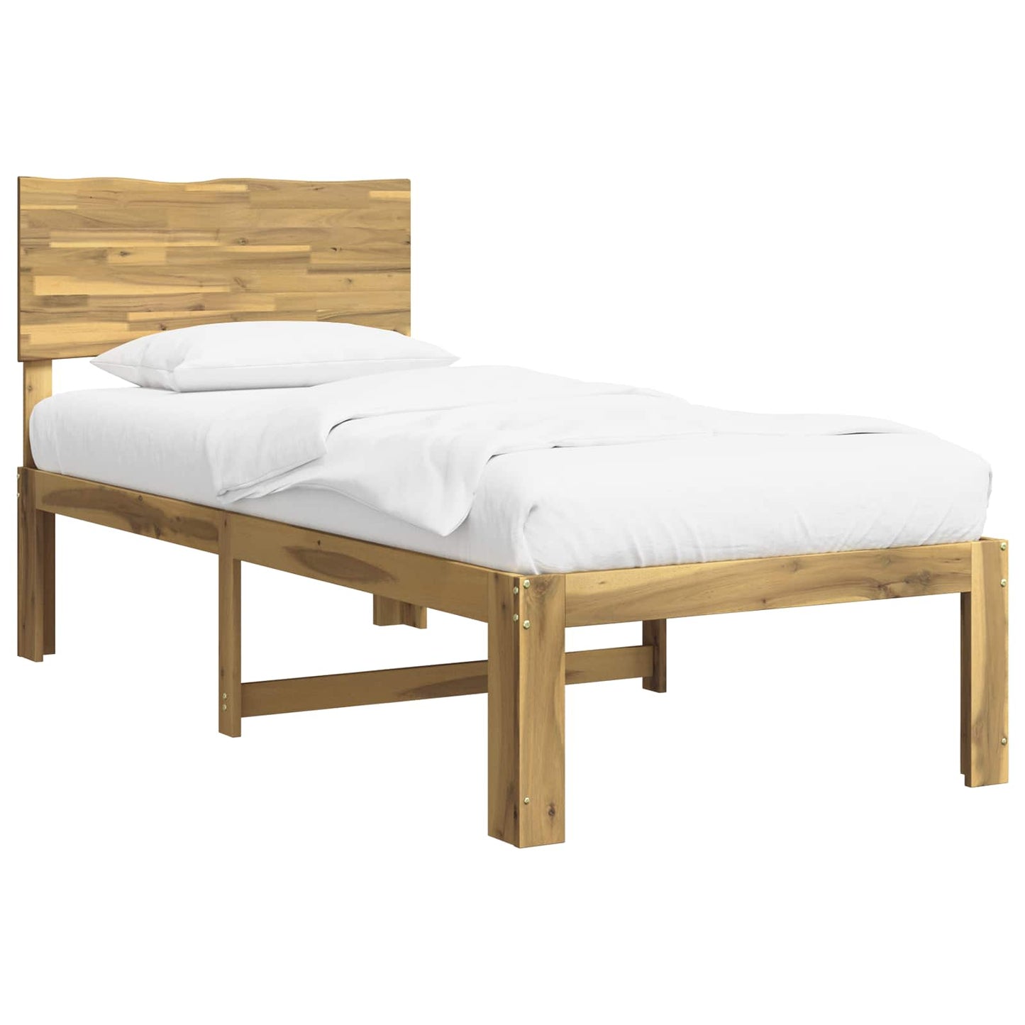 Single Bed Frame with Headboard ROSTOCK White 90 x 200 cm