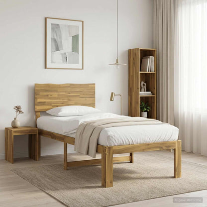 Single Bed Frame with Headboard ROSTOCK White 100 x 200 cm