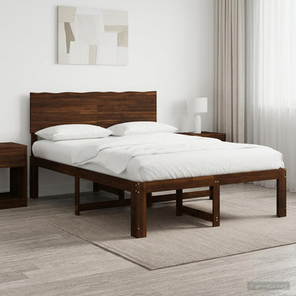Double Bed Frame with Headboard ROSTOCK Dark Brown 120 x 200 cm