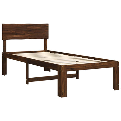 Single Bed Frame with Headboard ROSTOCK Dark Brown 75 x 190 cm