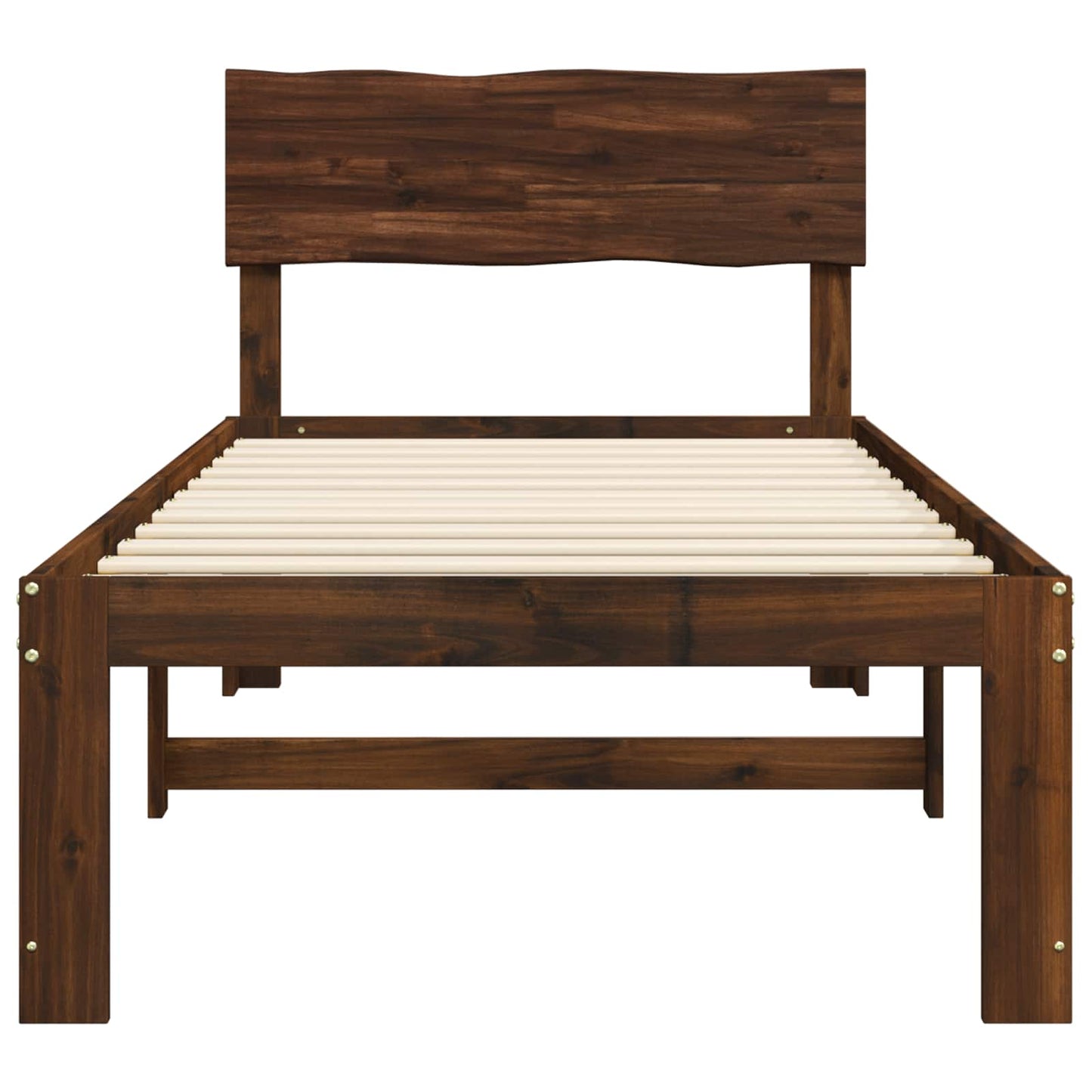 Single Bed Frame with Headboard ROSTOCK Dark Brown 90 x 190 cm