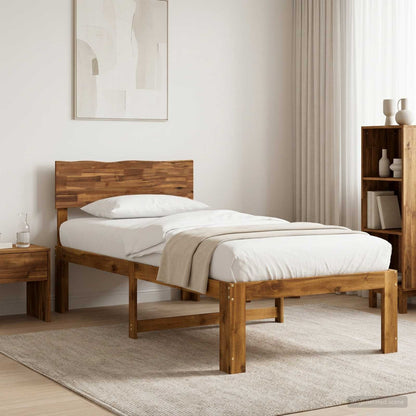 Single Bed Frame with Headboard ROSTOCK Natural 90 x 190 cm