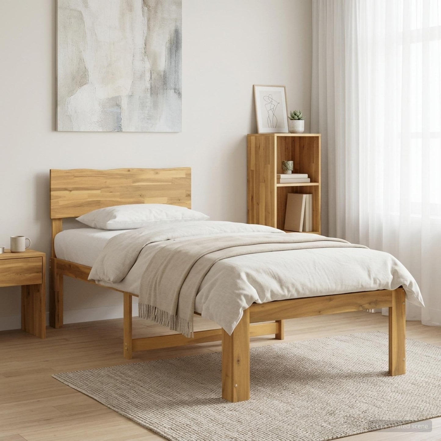Single Bed Frame with Headboard ROSTOCK White 90 x 190 cm