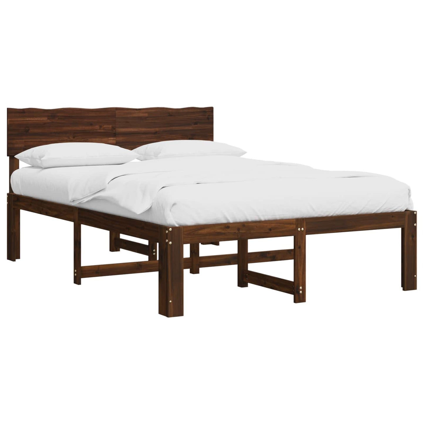 Double Bed Frame with Headboard ROSTOCK Dark Brown 120 x 190 cm