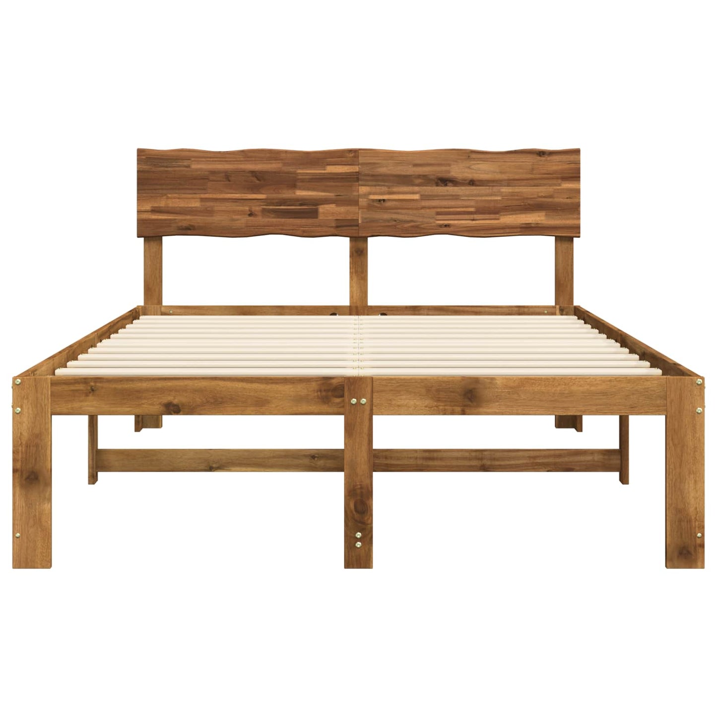 Double Bed Frame with Headboard ROSTOCK Natural 135 x 190 cm