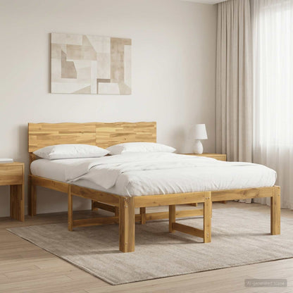 Double Bed Frame with Headboard ROSTOCK White 135 x 190 cm